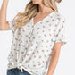 Casual Floral Button-Down Women's Top: Ivory/Lavender