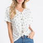 Casual Floral Button-Down Women's Top: Ivory/Lavender