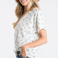 Casual Floral Button-Down Women's Top: Ivory/Lavender