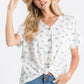 Casual Floral Button-Down Women's Top: Ivory/Lavender