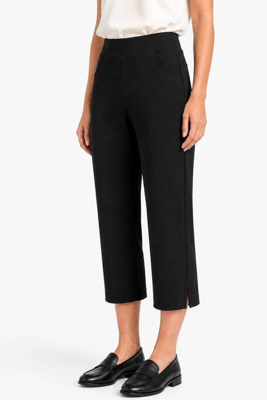 Stretch Scuba Capri Pants – Sleek Comfort Fit: Black MIO WHOLESALE