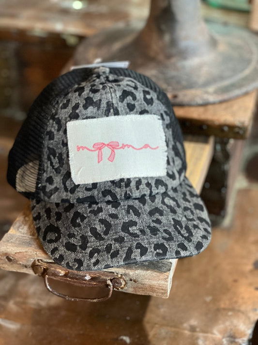 C.C. Animal Print "Mama" Criss Cross Ponytail Cap - The Mustard Seed Collection, The Seed