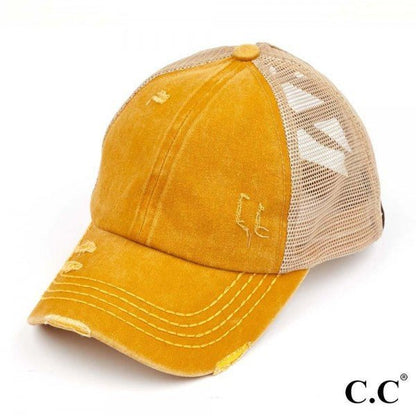 C.C Distressed Criss Cross Pony Cap - The Mustard Seed Collection, The Seed