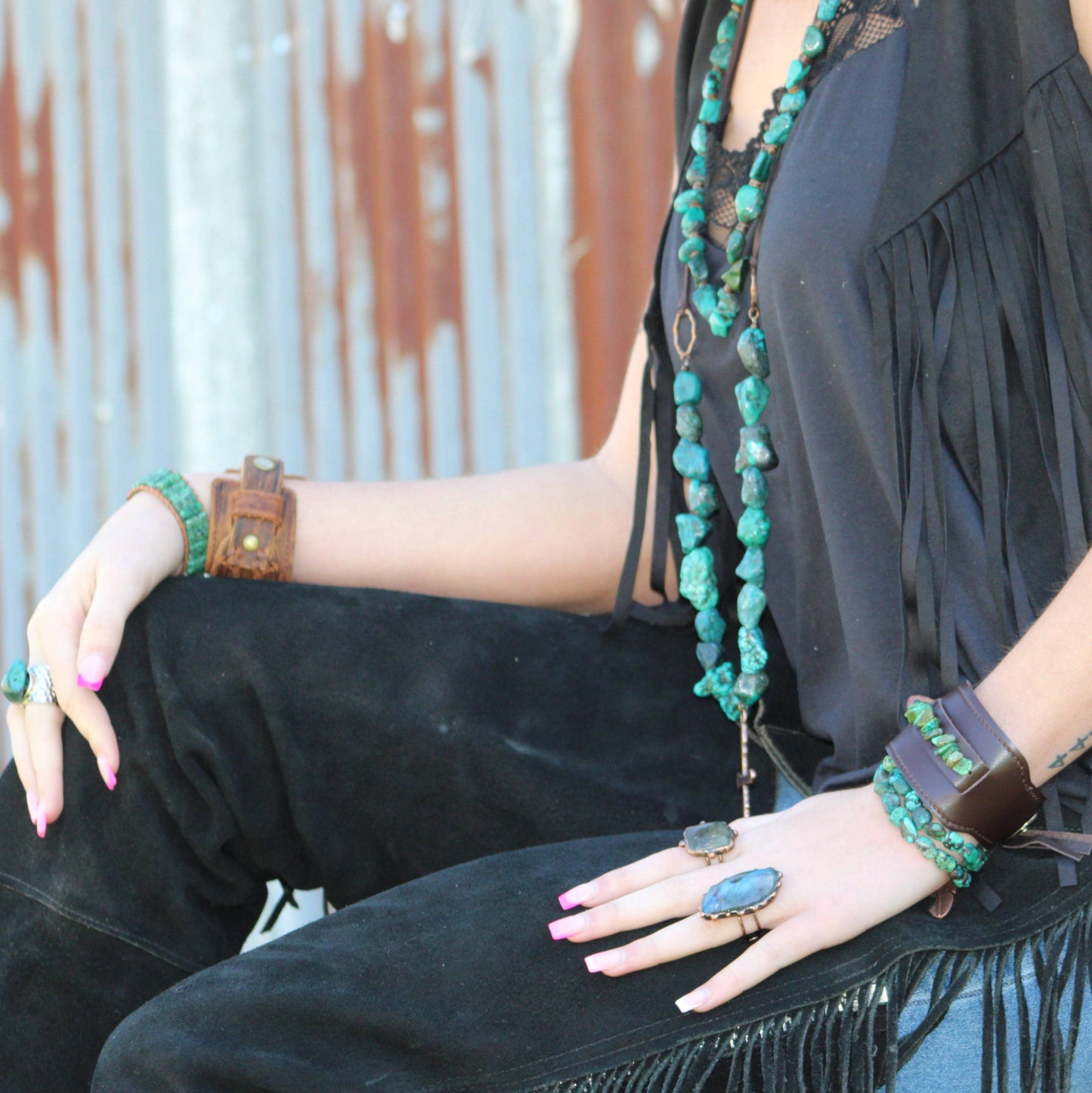 Genuine Labradorite Ring set in Antique Copper Gray/Black
