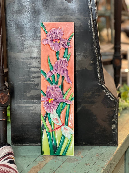 Ceramic Purple Iris Tile - The Mustard Seed Collection, The Seed