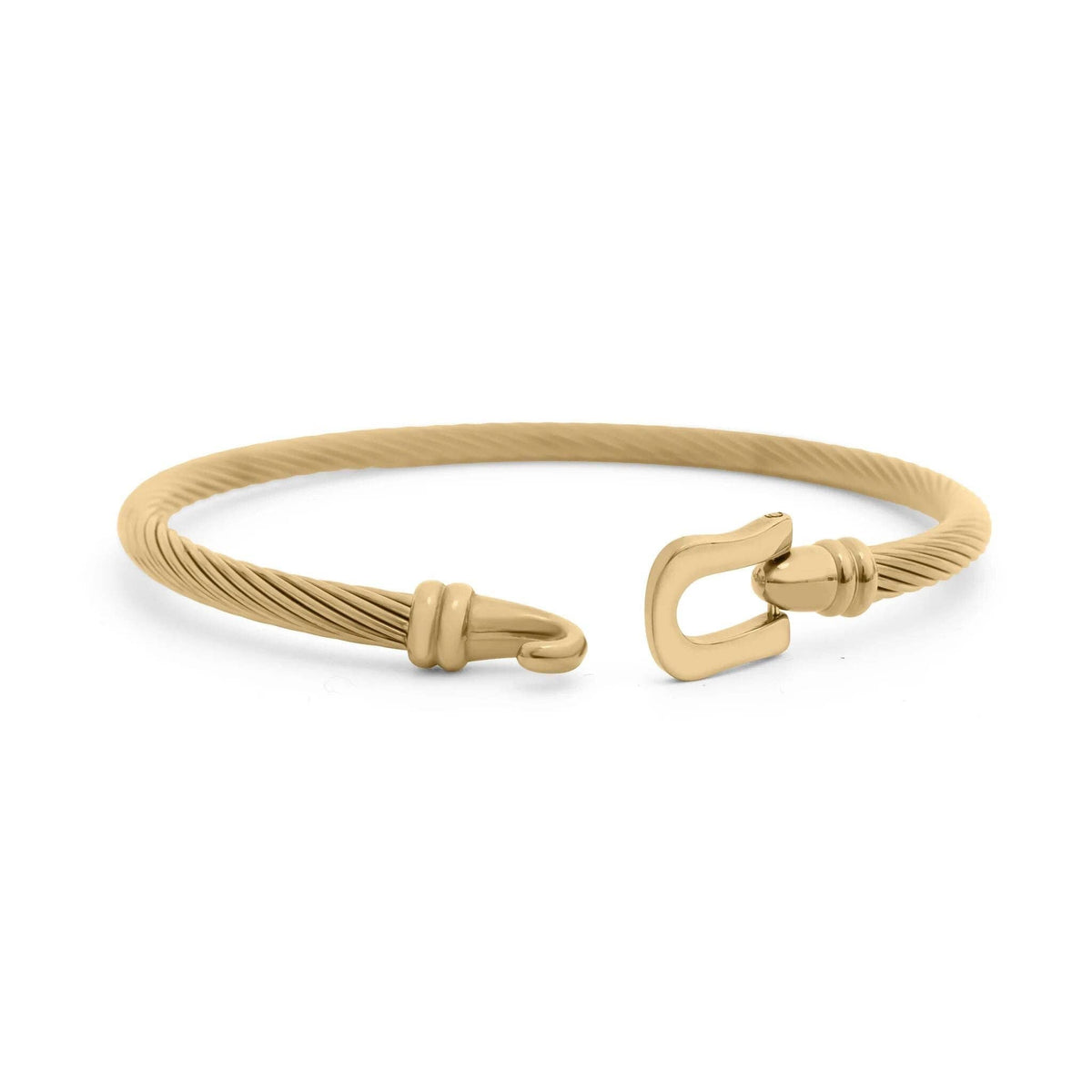 18K Gold PVD Stainless Steel Buckle Clasp Bangle Bracelet: Gold WJW