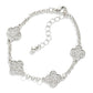 Chain Link Bracelet Featuring Pave Rhinestone Clover Stations 
