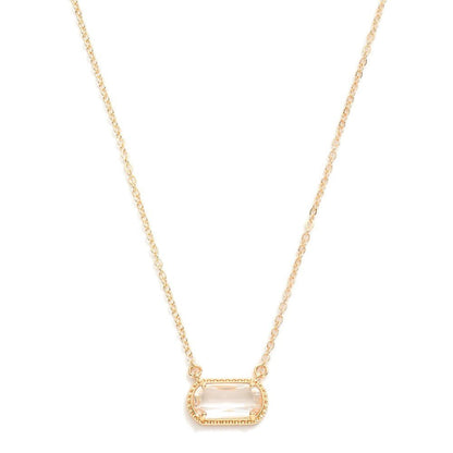 Chain Link Necklace Featuring Glass Crystal Pendant 