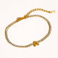 Chaplin 18K Gold Non-Tarnish Rhinestone Letter Bracelet: Yellow Gold / D - The Mustard Seed Collection, The Seed
