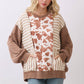 Chestnut Mixed Print Contrast Knit Long Sleeve - The Mustard Seed Collection, The Seed