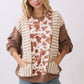 Chestnut Mixed Print Contrast Knit Long Sleeve - The Mustard Seed Collection, The Seed