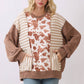 Chestnut Mixed Print Contrast Knit Long Sleeve - The Mustard Seed Collection, The Seed