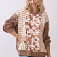 Chestnut Mixed Print Contrast Knit Long Sleeve - The Mustard Seed Collection, The Seed
