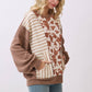 Chestnut Mixed Print Contrast Knit Long Sleeve - The Mustard Seed Collection, The Seed