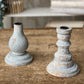 Chippy Grey-Blue Candle Holder - The Mustard Seed Collection, The Seed