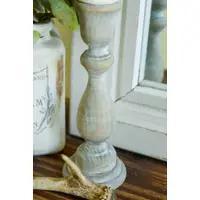 Chippy Grey Wash or White Rustic Wood Candlestick 6.75"