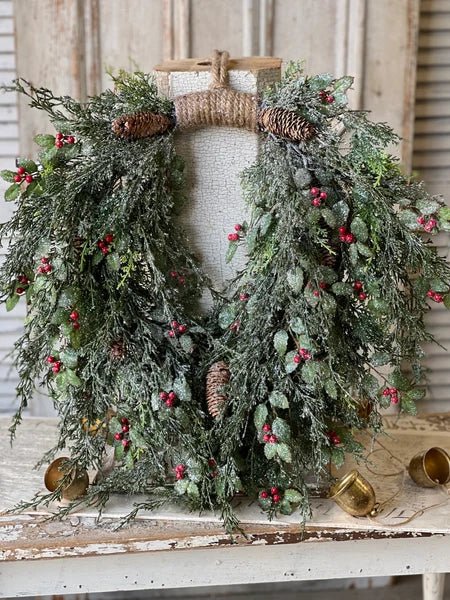 Christmas 26" Holly Hill Cedar Hanging Wreath - The Mustard Seed Collection, The Seed