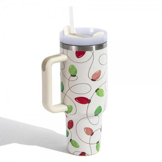 Christmas Theme Printed 40oz Double Wall Stainless Steel Vacuum Tumbler With Handle Default Title