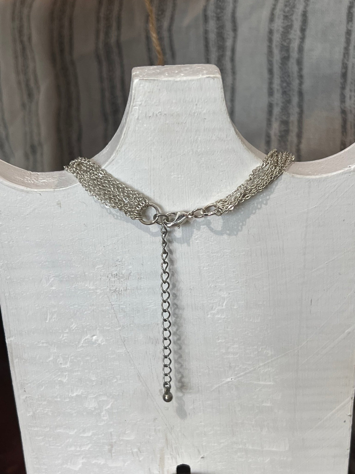Chunky Silver Puffy Heart Multi-Strand Necklace (14" + 3" Extender)Necklace