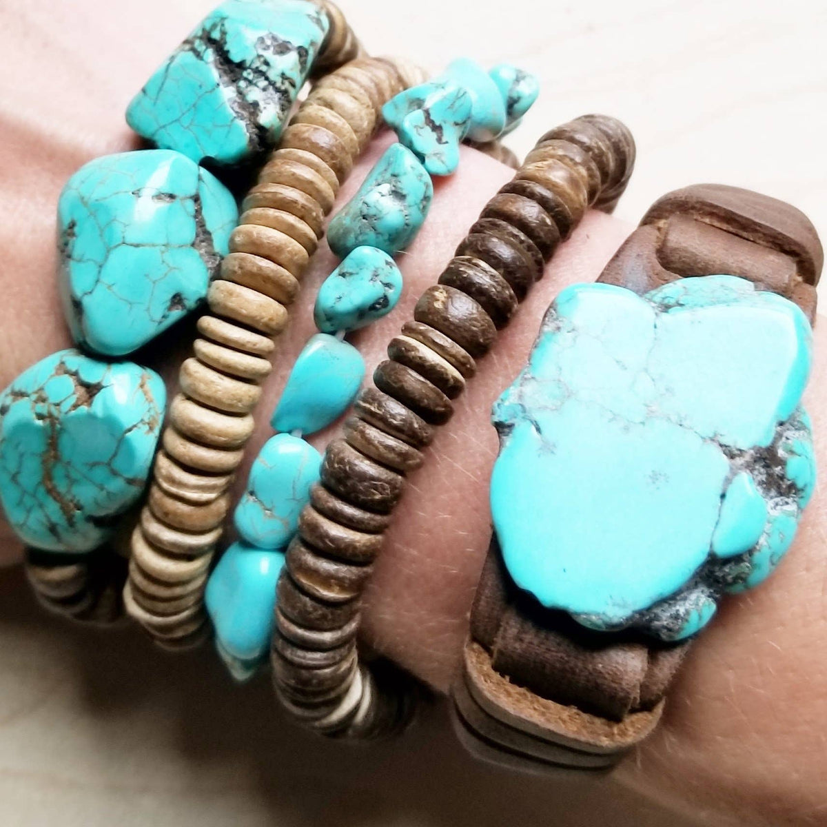 Chunky Turquoise Beaded Bracelet - The Mustard Seed Collection, The Seed