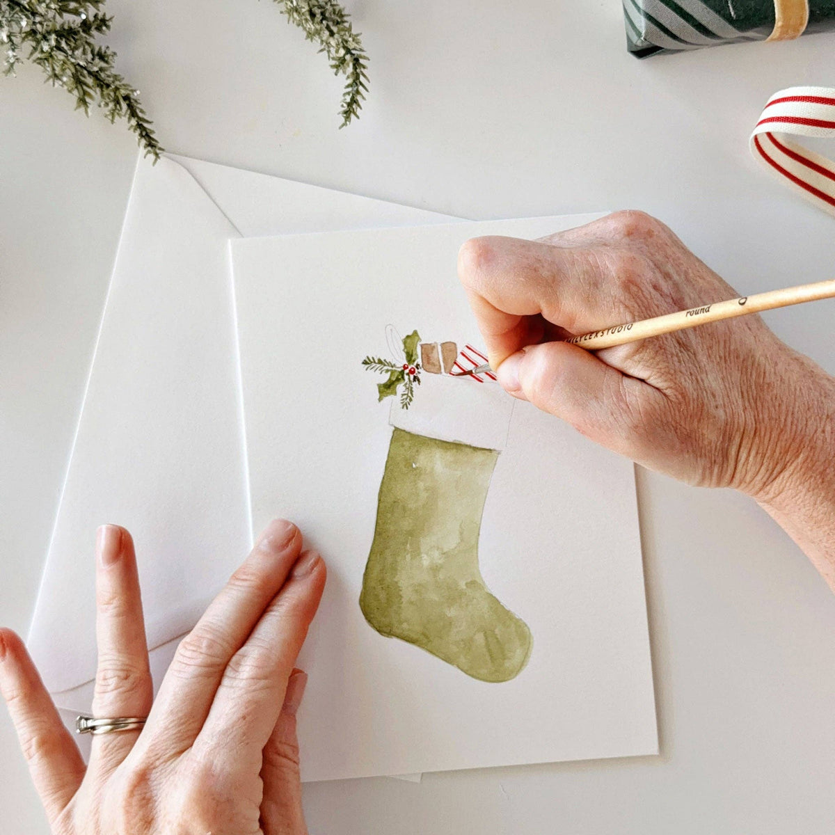Classic christmas paintable notecardGreeting Cards