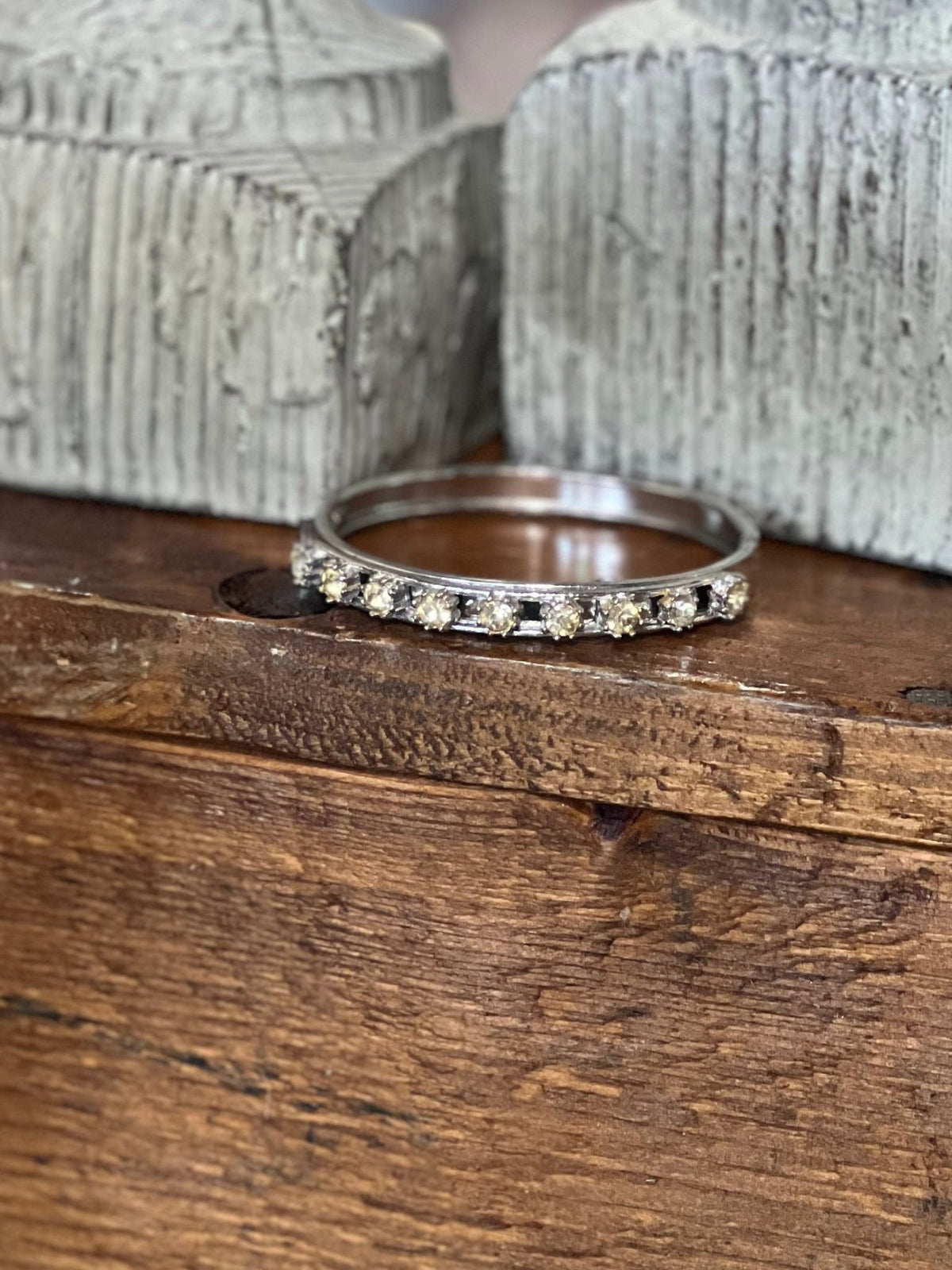 Classic Rhinestone Solitaire Hinged Bangle BraceletBracelets