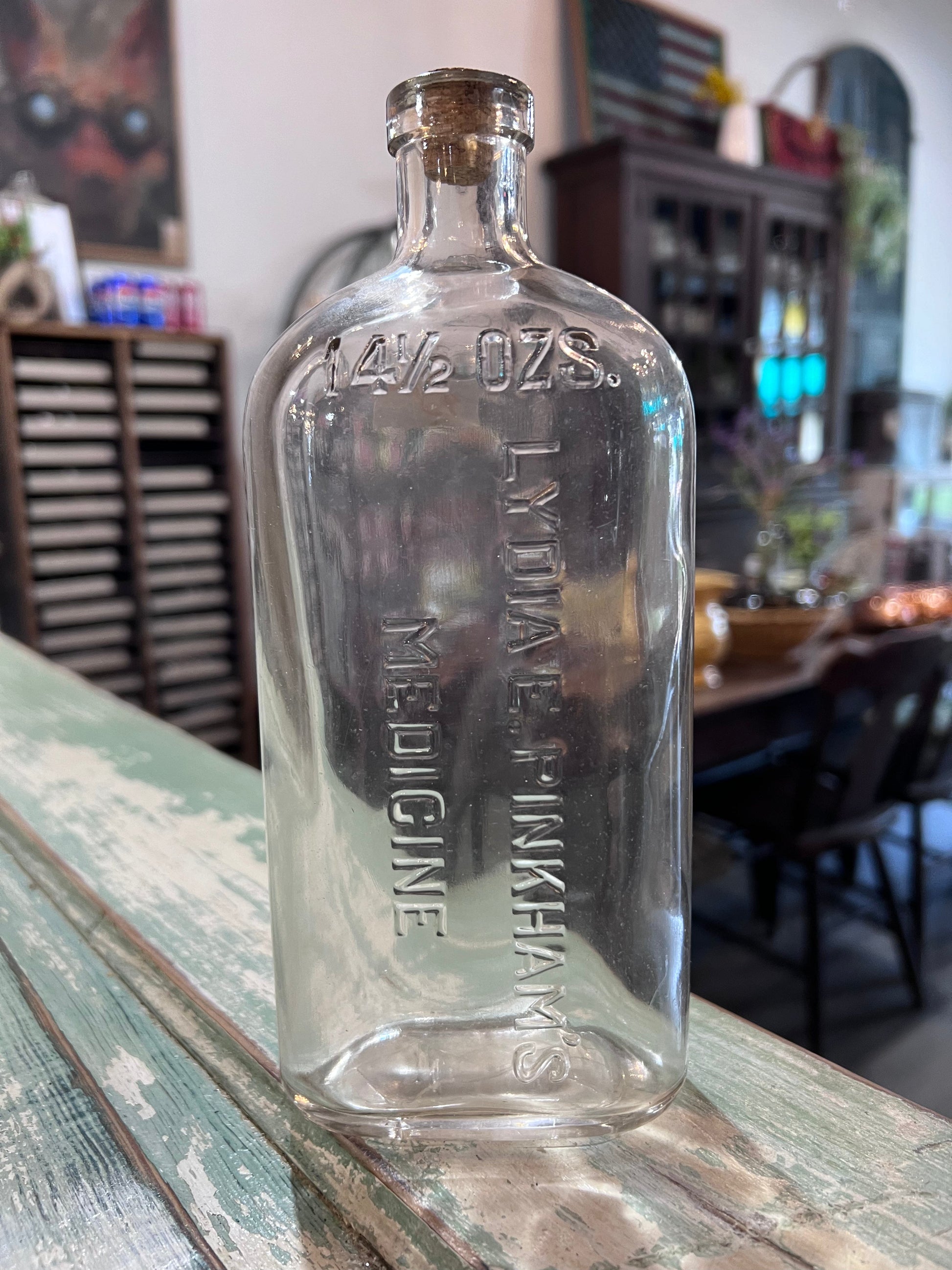 Clear Glass Lydia E Pinkhams Medicine Bottle 14.5oz