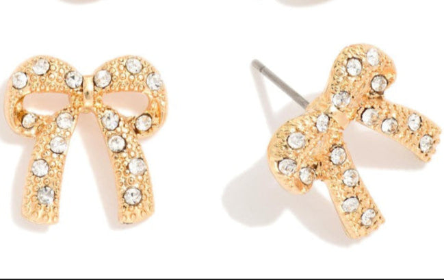 Rhinestone Bow Stud Earrings Rhinestone Bow