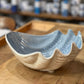 Coastal Ceramic Bowl with Clam Shell Decor 