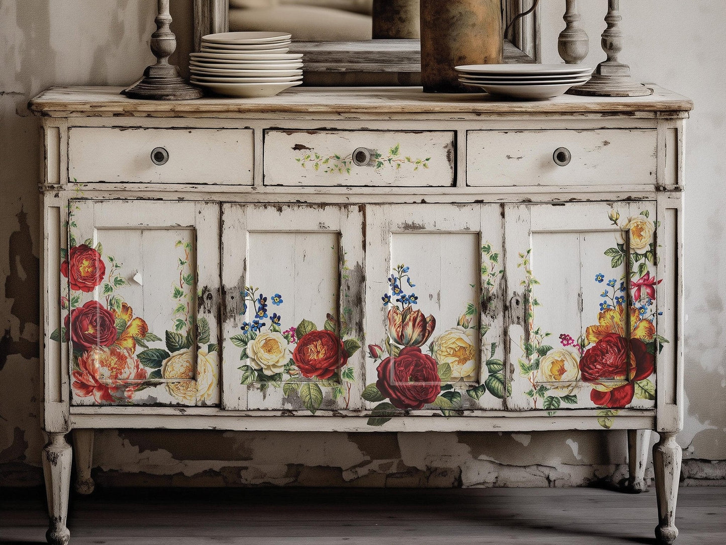 Collage de Fleurs IOD Transfer 12x16 Pad - The Mustard Seed Collection, The Seed