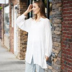 ComfyLuxe Oversized Long Sleeve Shirt White