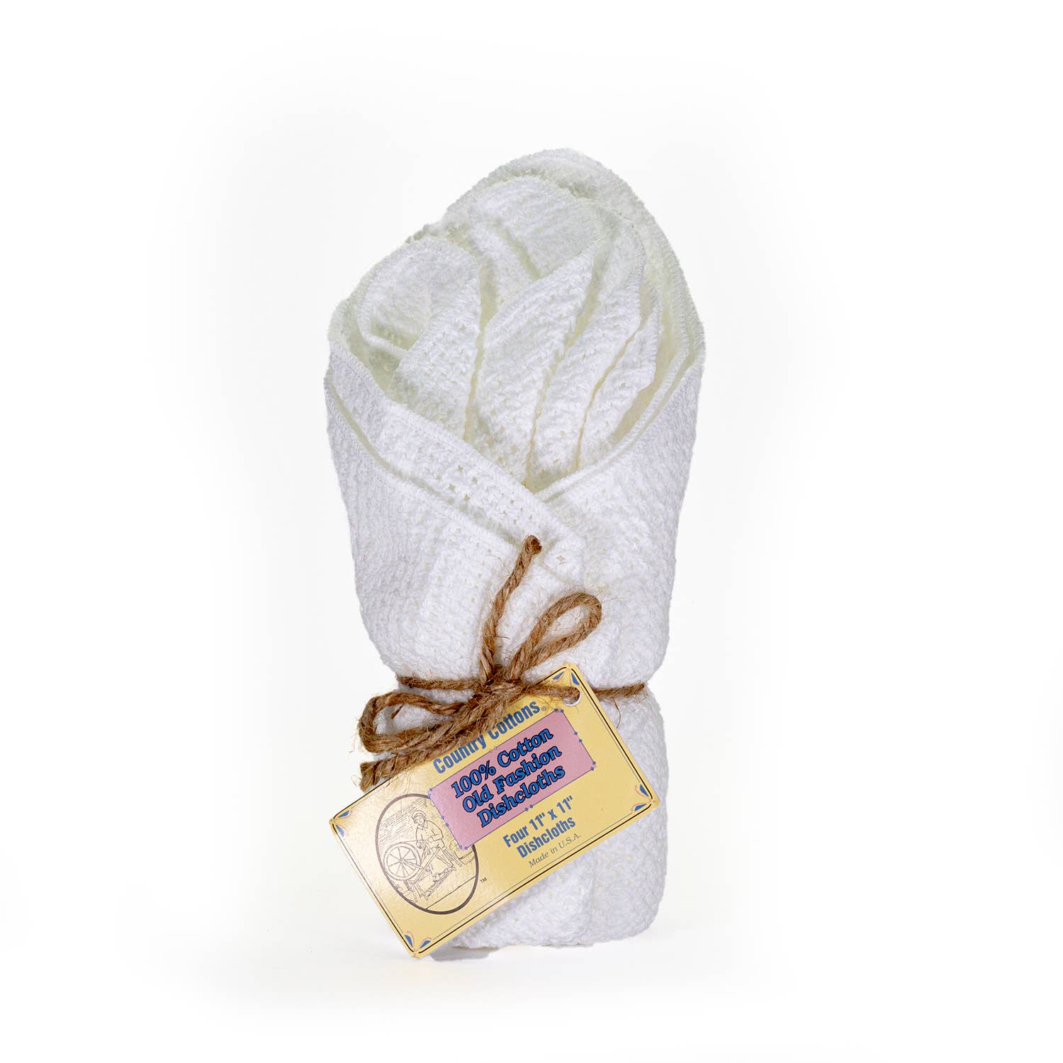 Cotton Dishcloths - Set of 4: Mint Green/Natural - The Mustard Seed Collection, The Seed