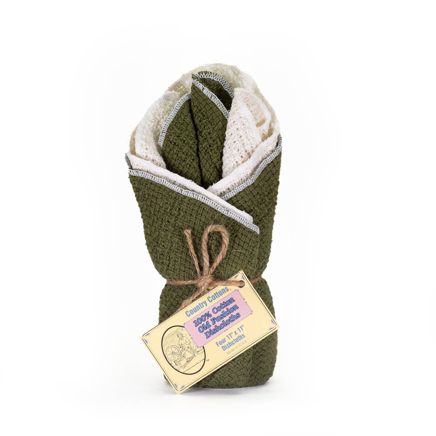 Cotton Dishcloths - Set of 4: Mint Green/Natural - The Mustard Seed Collection, The Seed