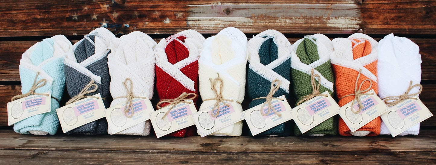 Cotton Dishcloths - Set of 4: Mint Green/Natural - The Mustard Seed Collection, The Seed