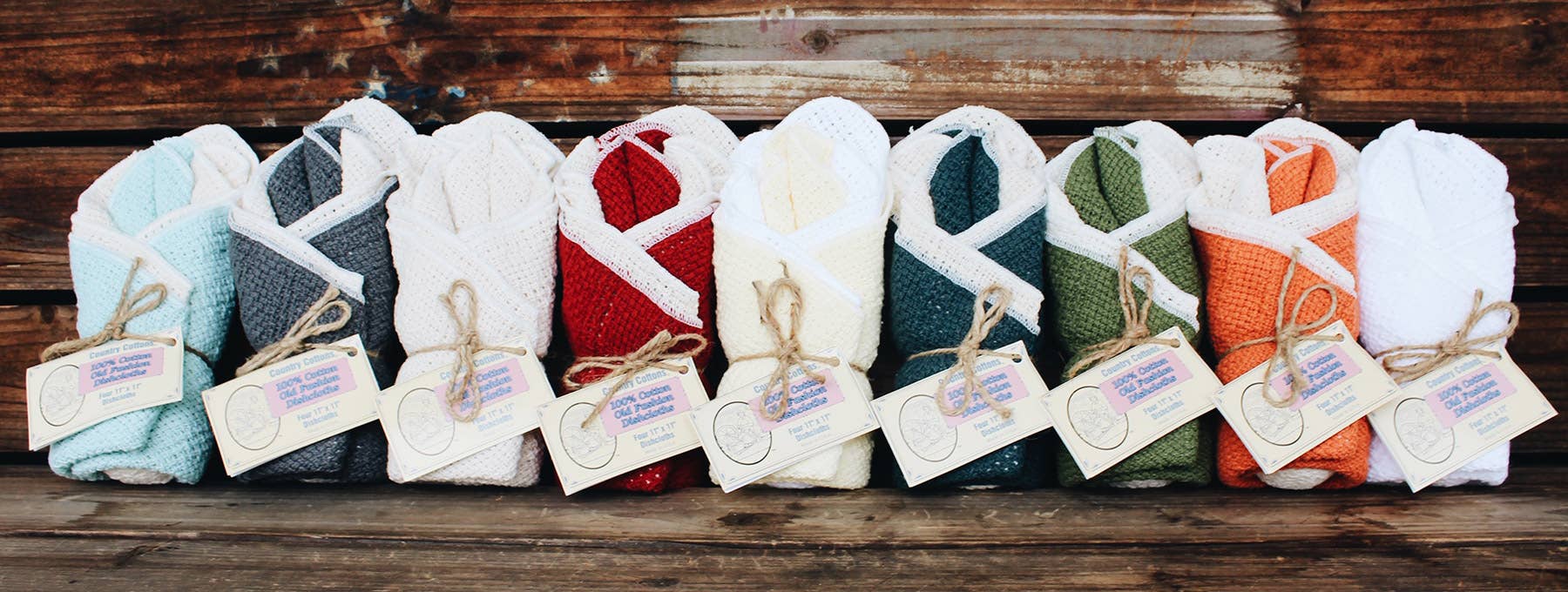 Cotton Dishcloths - Set of 4: Mint Green/Natural - The Mustard Seed Collection, The Seed