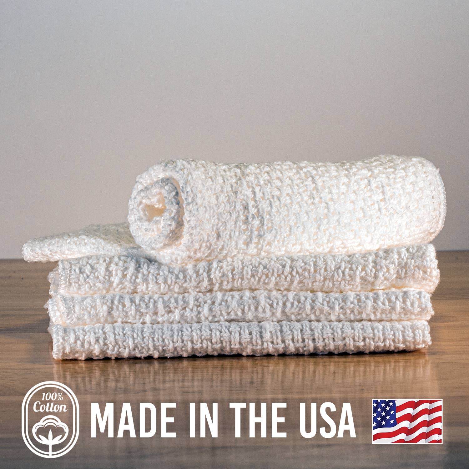 Cotton Dishcloths - Set of 4: Natural/Natural