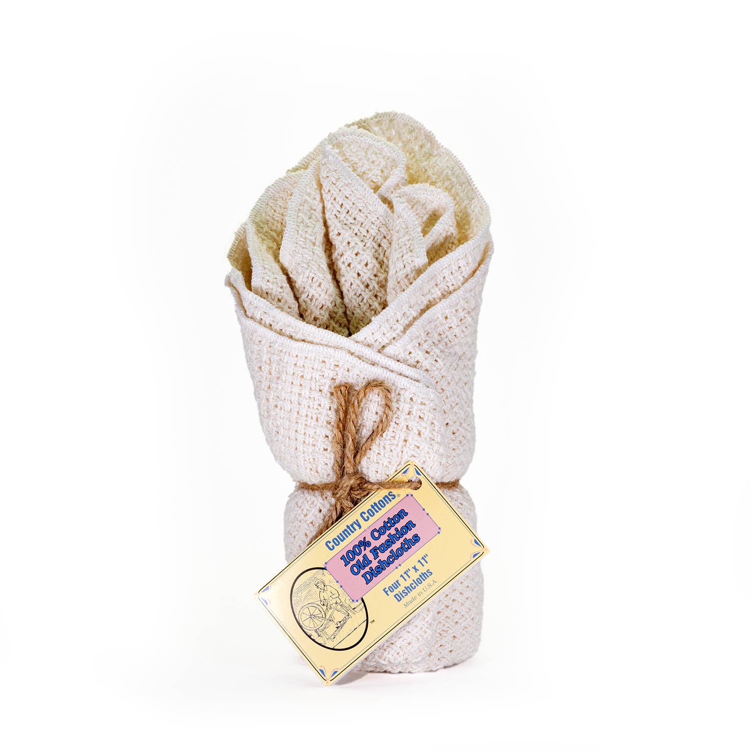 Cotton Dishcloths - Set of 4: Natural/Natural