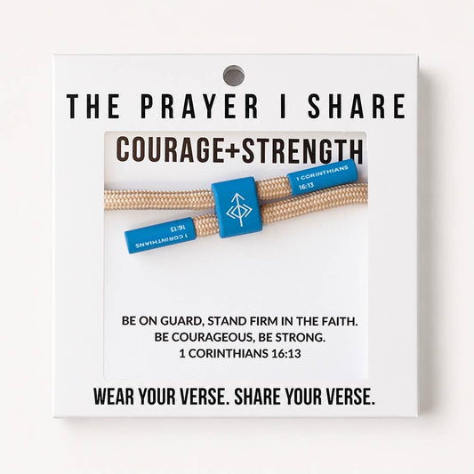COURAGE + STRENGTH Christian Cord Bracelet, Bible Verse Gift The Prayer I Share