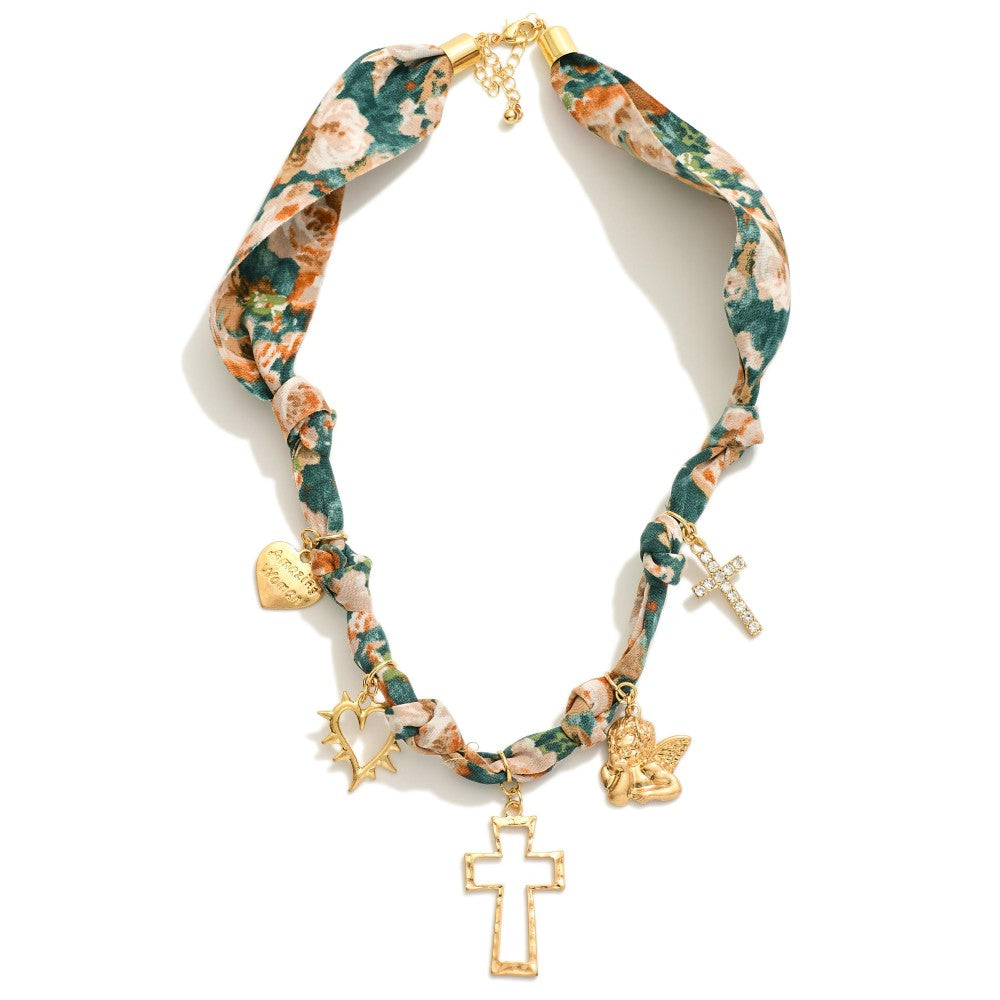 Floral Bandana Charm Necklace