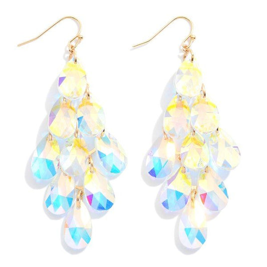 Crystal Glass Crystal Chandelier Tassel Drop Earrings Crystal