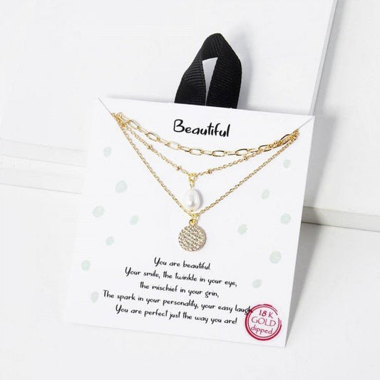 Cubic Zirconia & Pearl Dainty Chain Link Necklace Default Title