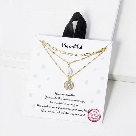 Cubic Zirconia & Pearl Dainty Chain Link Necklace - The Mustard Seed Collection, The Seed