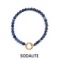 18K Gold PVD Stainless Steel Semi Precious Natural Stone Charm Keeper Bracelet: Gold / Turquoise WJW