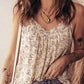 Spring 2026 Boho Floral Spaghetti Straps Tank Top: Apricot / M