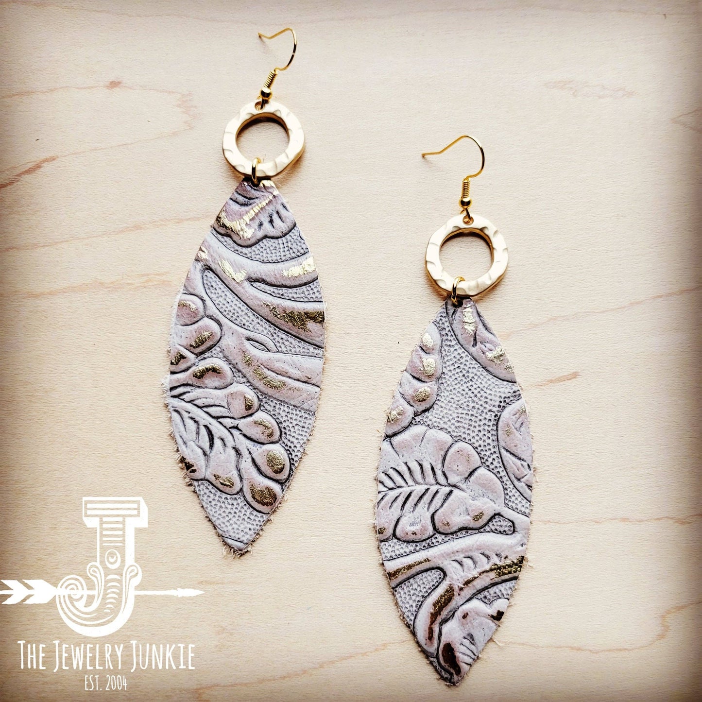 Leather Oval Earrings in Gilded Cowboy w/ Matte Accent