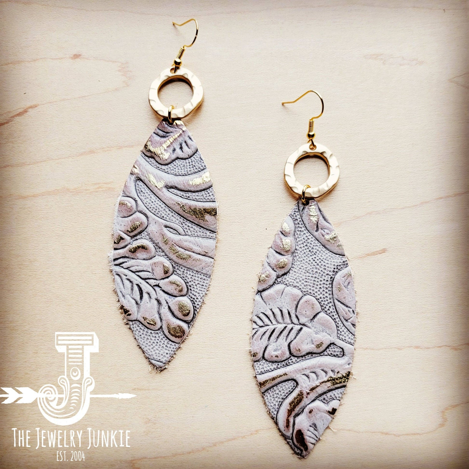 Leather Oval Earrings in Gilded Cowboy w/ Matte Accent