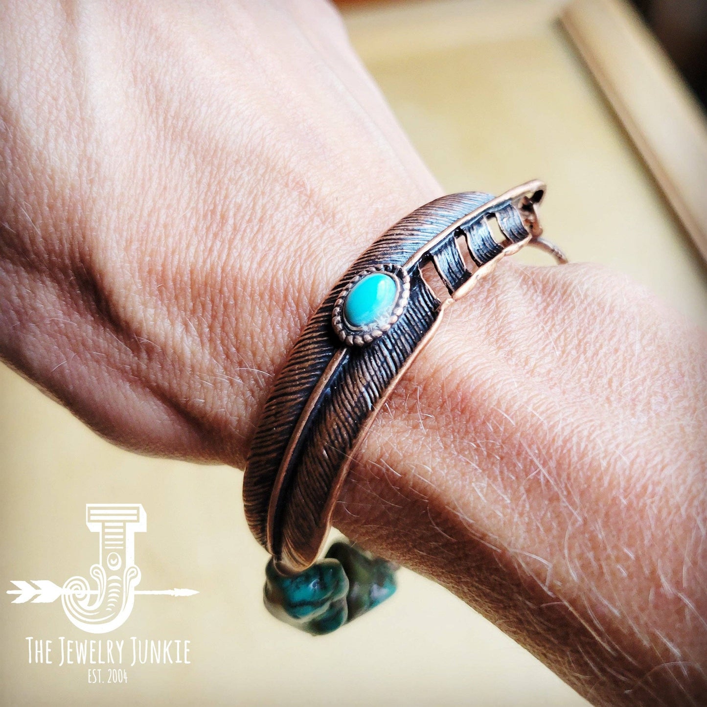 Turquoise Feather Beaded Bracelet 809m