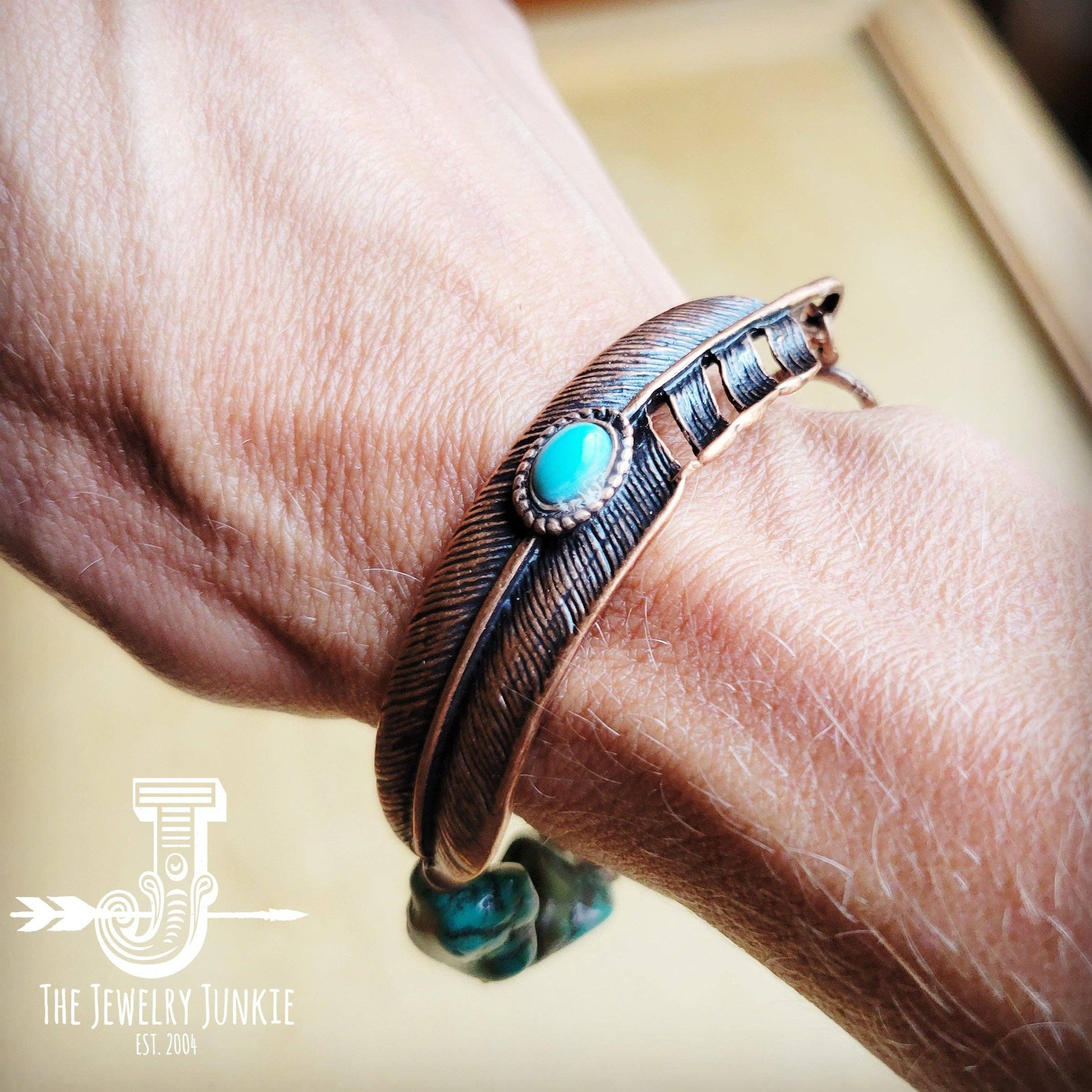 Turquoise Feather Beaded Bracelet 809m