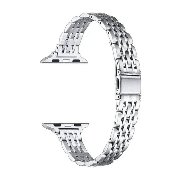 Rainey Skinny Stainless Steel Band for Apple Watch: Silver/Gold / Fits All Models Posh Tech