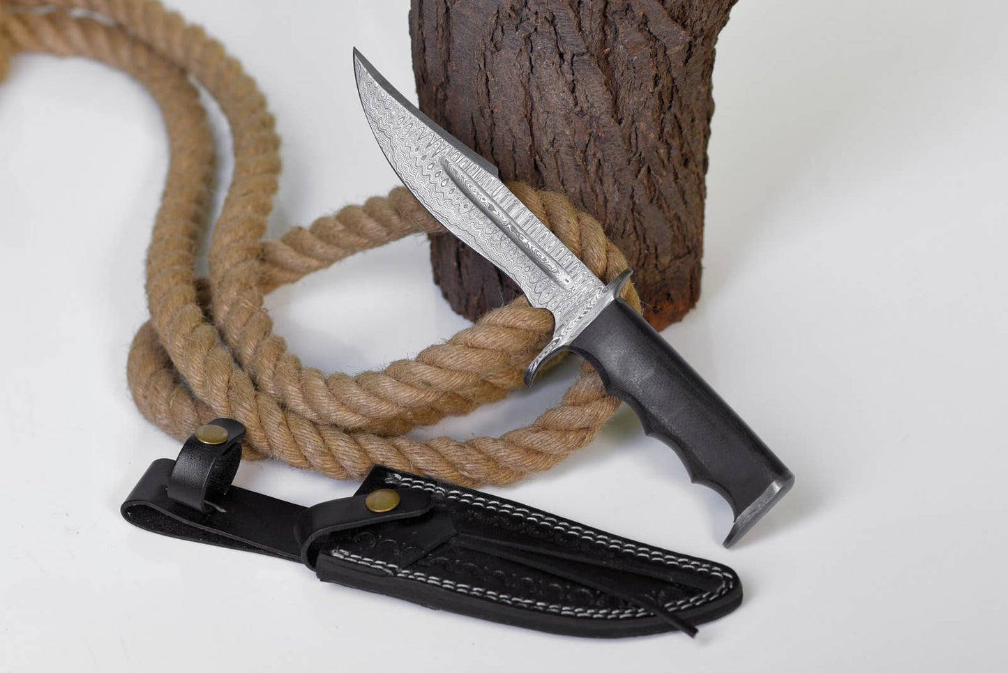 Damascus Hunting Knife Full Tang with Damascus Custom Hilt